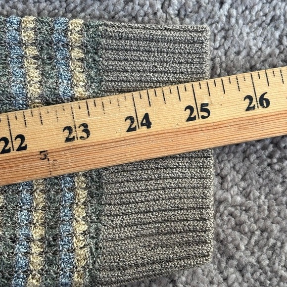 Vintage Northern Isles Grandpa Sweater Sz L Striped Beige Dadcore Normcore Cabin - Picture 7 of 7